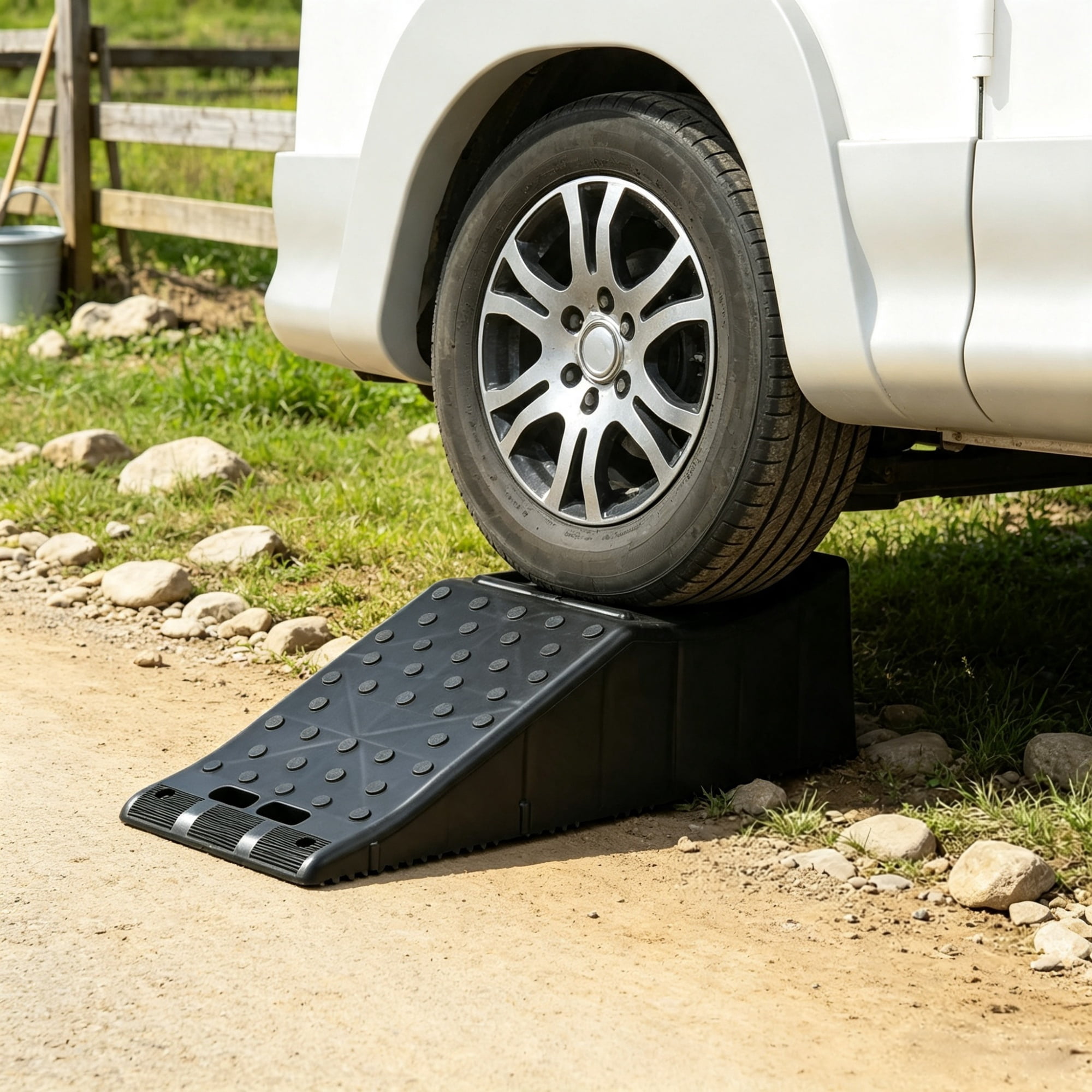 Single Auto Service Ramp (20000 lbs/9 Ton), 5.5" Elevation Vehicle Tire Ramp for Routine Maintenance