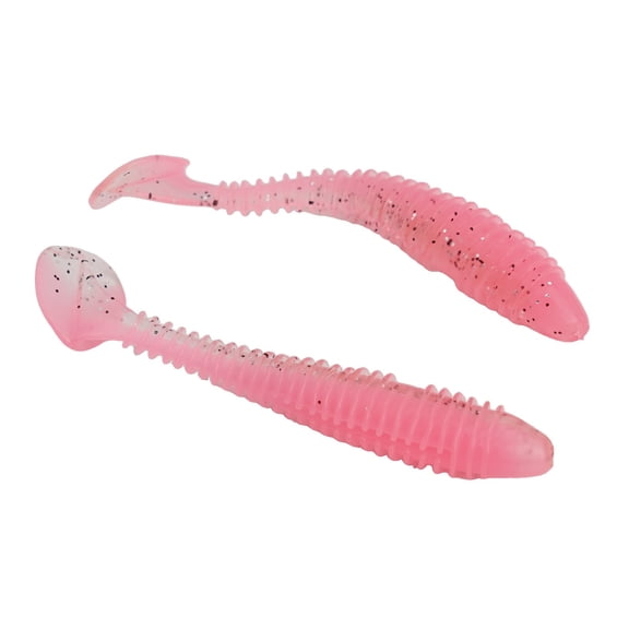 BCLONG 100pcs Two-color Soft Lure Ribbed Fishing Bait Worm Paddle Tail Wobbler Swimbait