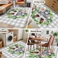thumbnail image 6 of Grey Easter 3'x5' Washable Rug, Spring Watercolor Bunny Flower Leaf Plaid Non-Slip Area Rugs for Entryway Kitchen Classroom, StainResistant Dorm Throw Carpet, Low Pile Soft Indoor Floor Mat, 6 of 9