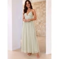 thumbnail image 6 of Women'S Spaghetti Strap V Neck Lace Up Bodycon Solid Nightclub Party Casual Dress Green L, 6 of 9