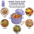 thumbnail image 6 of Ramen Noodle Bowl Set with Strainer Lid – Cute Pig Wheat Straw Microwave Safe Container, Includes Spoon, Chopsticks & Fork, for Dorm, Office, Quick Meals, Pasta, Salad, 6 of 7