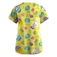 thumbnail image 3 of HAJWOH Easter Eggs Scrub Tops Womens Happy Short Sleeve Working Uniform Plus Size V-Neck Medical Scrub Shirts Fashion Easter Bunny Scrub Jackets Orange M, 3 of 3