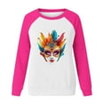 thumbnail image 5 of Byworldtasic Mardi Gras Long-Sleeve T-Shirt for Women Plus Size Raglan Sleeve Carnival Graphic Top, 5 of 6