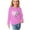 Pink, variant on Avtoify Fall Girls Short Sleeve Shirts Solid Color 2-14 Long Sleeve Round Neck Light Cotton Unisex Daily Pullover Top
