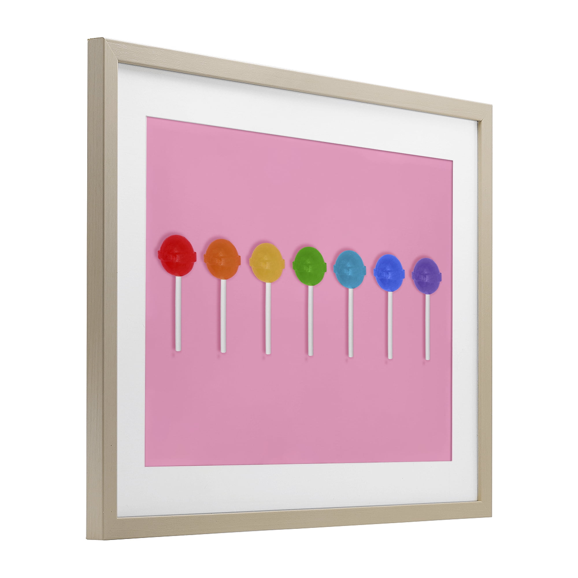 Stupell Industries Row of Rainbow Lollipops Birch Framed Print Under Glass, design by LISH Creative