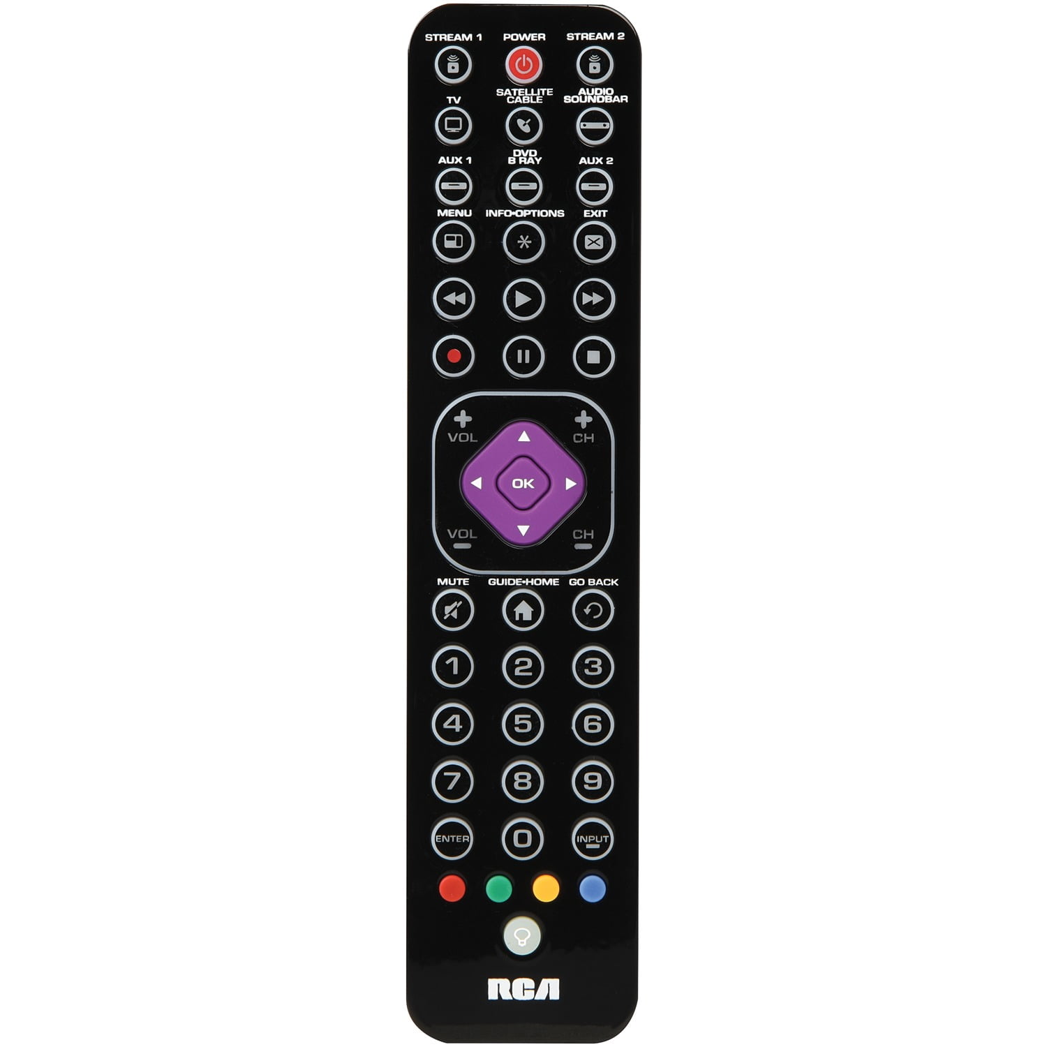 RCA RCRTBL08BE 8 Device Ultra Slim Universal Remote Walmart