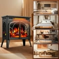 thumbnail image 6 of Electactic 25'' Electric Fireplace Heater, Overheat Protection Design, 3D Realistic Flame Effect, Independent Remote Control Fireplace, 500W/1500W, BLACK, 6 of 7