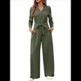 thumbnail image 2 of de Mujer de Larga con Cuello en V, Elegantes, Informales, de Pierna , para Otoño 2025. Verde L, 2 of 10