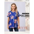 thumbnail image 3 of Nlife Women Floral Print Top Short Sleeve Tunic Boho Blouse Casual Summer Shirts, 3 of 8