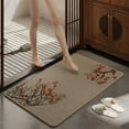 thumbnail image 1 of Absorbent Non-Slip Bathroom Mat, Soft Linen Floor Carpet with Beautiful Pattern, Machine Washable Area Rug for Entrances, Bedrooms, and Washrooms, Brown, 60 x 40 cm, 1 of 6
