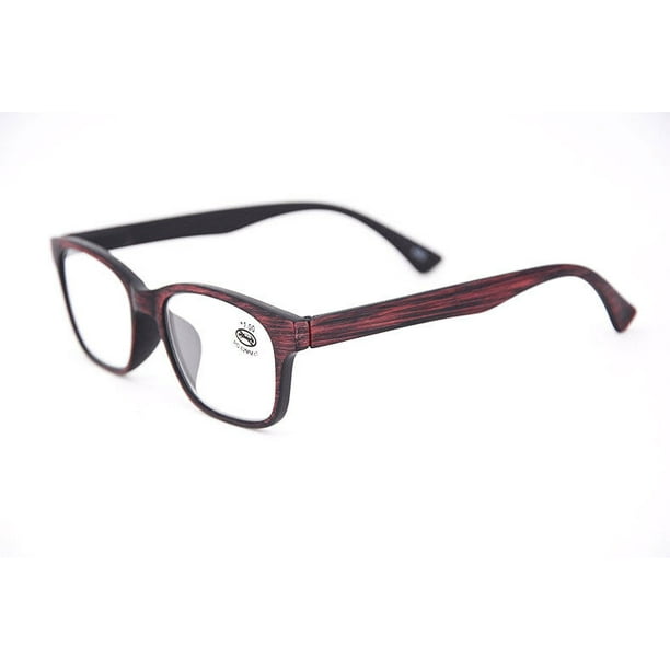 Unisex Spring Hinges Reading Glasses Readers Wood Grain Rectangle