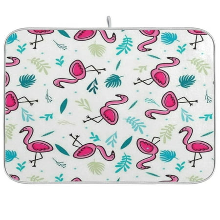 

Dish Drying Mat Multi-functional Absorbent Kitchen Drying Mat Foldable Drying Mat for Kitchen Drainer Rack 18 x24 Colorful Flamingo