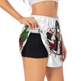 thumbnail image 2 of Bixox Women's Vintage Buffalo Plaid Christmas Camper pattern 2 in 1 Running Shorts - Lightweight Athletic Workout Gym Yoga Shorts Liner with Pockets - Small, 2 of 7