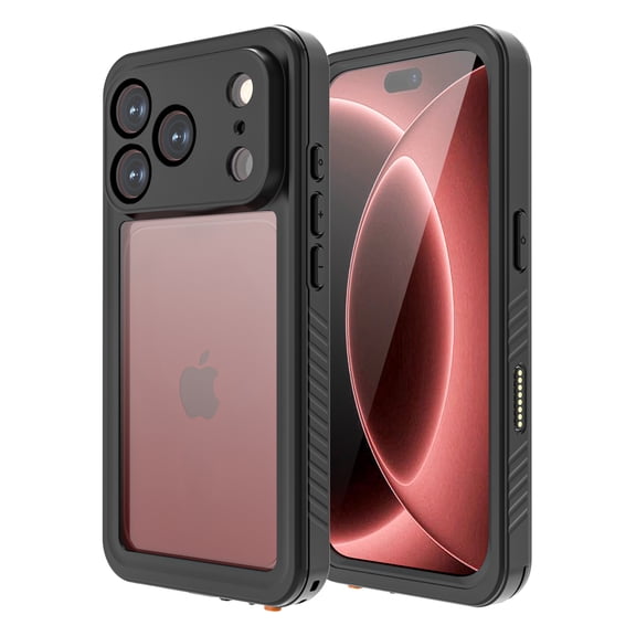 Lunvic Case for iPhone 18 Pro, IP68 Waterproof Rugged Phone Cover with Built-in Screen Protector, Full-Body Sealed Defense, Shockproof TPU Bumper, Clear Back, Black
