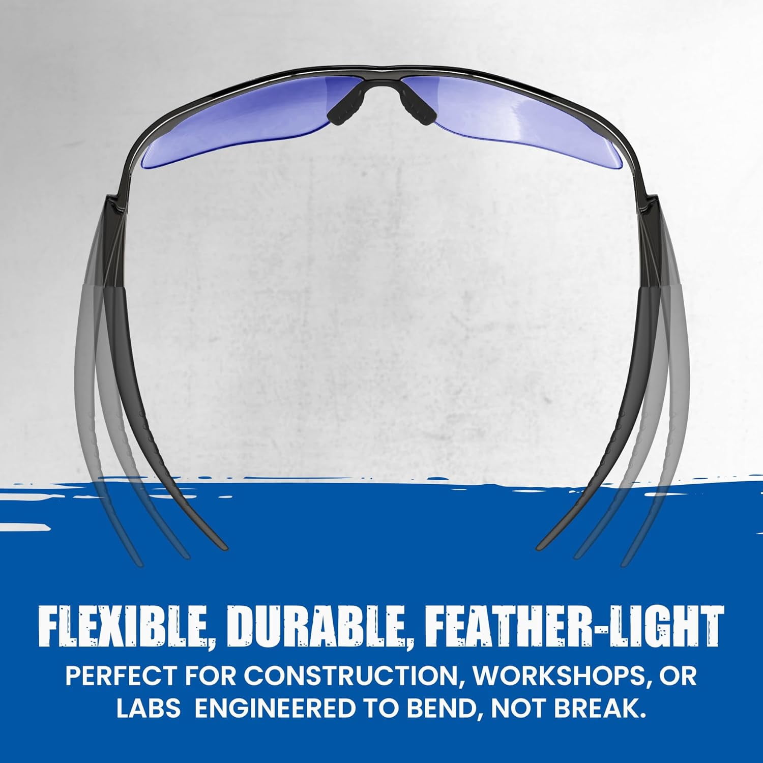 RUGGED BLUE Mojave Blue Mirror Safety Glasses for Men/Women | ANSI Certified Eye Protection Glasses and Protective Eyewear | Anti-Scratch Coating and Wrap Around One-Piece Design Work Glasses -12 Pac