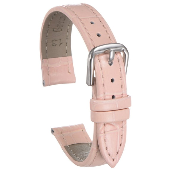 Uxcell Leather Watch Band 13mm Embossed Pattern Cowhide Watch Strap Replacement with Spring Bars Pink