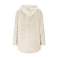 thumbnail image 4 of Women's Fuzzy Knit Hoodies Drawstring Pullover Sweater Casual Plush Warm Long Sleeve Loose Tunic Tops for Leggings (XL, Beige), 4 of 8