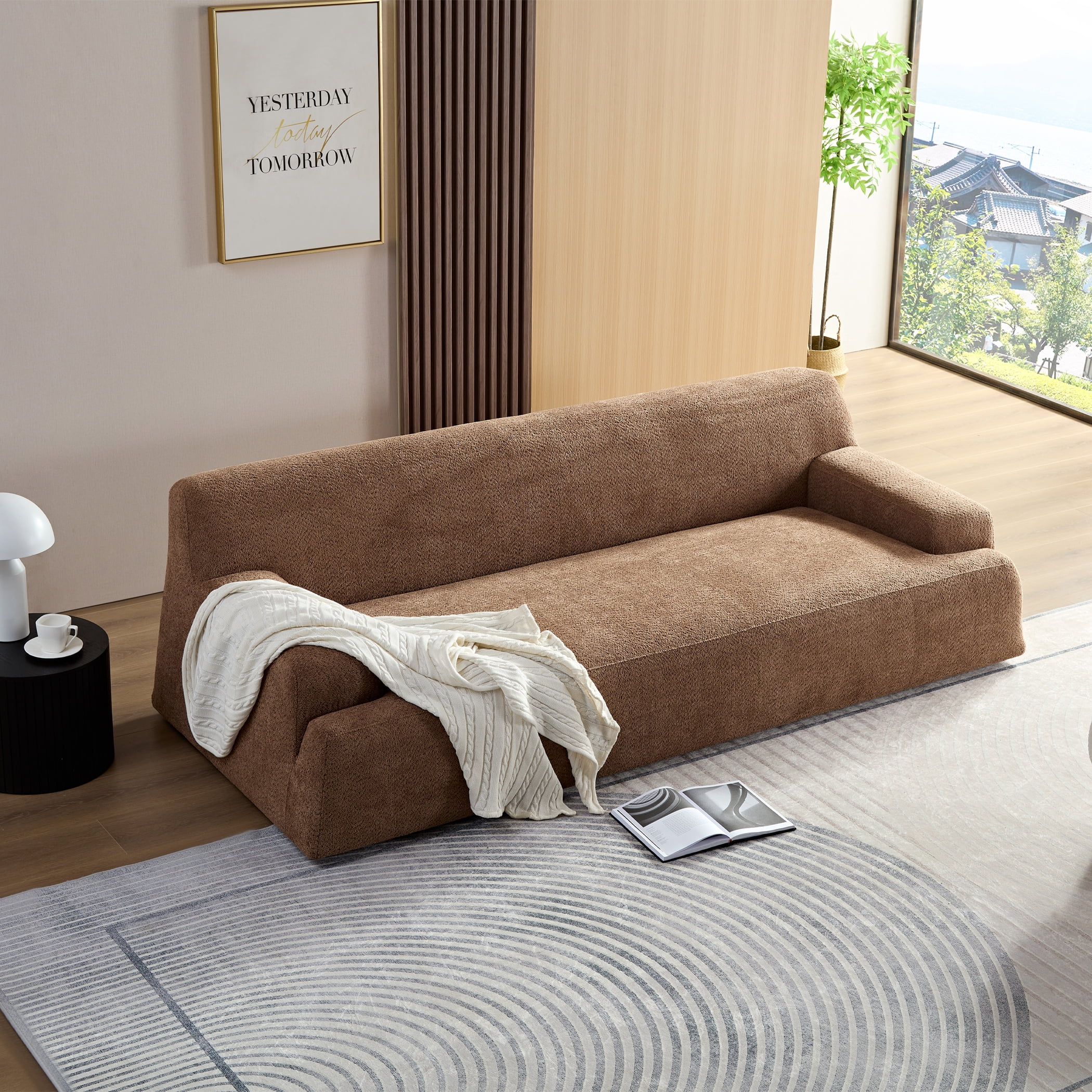 MAYEERTY Camel sofa, modern simplicity, durable fabric, solid wood frame, high density sponge filler