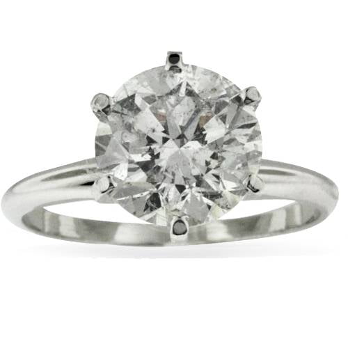 Pompeii 3ct Round Diamond Solitaire Engagement Ring 14K White Gold (H,I1-I3)