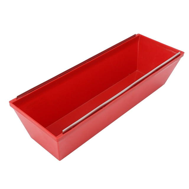 Drywall Mud Tray, Glossy Exterior Contoured Bottom High Strength 14 Inch Red Plastering Mud Pan for Cement Paint