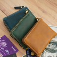thumbnail image 5 of (black)Leather Card Pocket Wallet, Slim Zip Wallet (Max.12 Cards, Bills, Pocket) - Caramel, 5 of 5