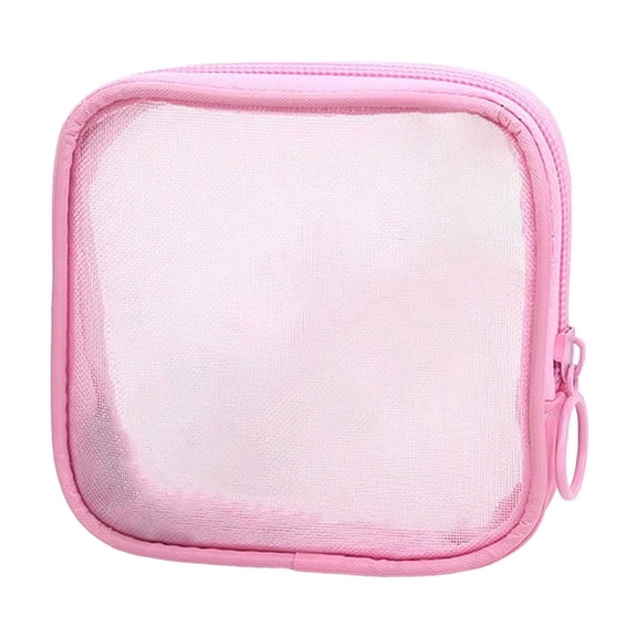 Mini Mesh Cosmetic Bag Travel Toiletries Organizer Portable Zipper Pouch for Makeup Storage Compact Wallet Size