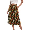 thumbnail image 2 of vigerkar High Waist Skirts for Women Summer Casual A Line Ruffle Swing Floral Midi Skirt with Pockets Orange, XXL, 2 of 6