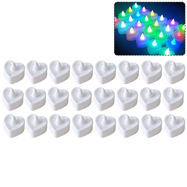 TQEHS 24 velas LED con forma de corazón que funcionan con pilas, velas de té LED sin llama, velas eléctricas para bodas, cumpleaños, bodas, San Valentín, Z6W9
