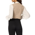 thumbnail image 3 of CHALECO SIN MANGAS DE DENIM PARA MUJER INSPIRADO CHIC, CON BOTONES, ESCOTE REDONDO, CORTO, TALLA L, COLOR CAQUI, 3 of 6