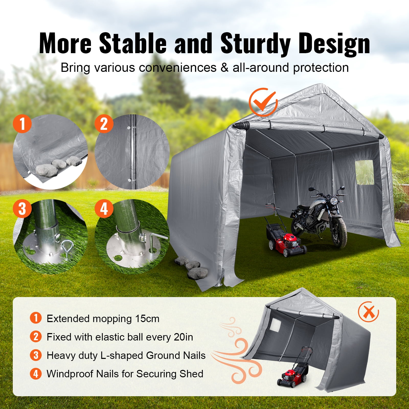BENTISM Portable Outdoor Storage Shed with Bouncy Ball
