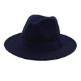 thumbnail image 4 of BELOVING Fashion Party Fedora Hat Simple Ribbon Band Belt Felted British Winter Navy, 4 of 6