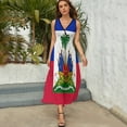 thumbnail image 3 of Haiti Haitian Flag Coat of Arms Red Sleeveless Dress Dresses Women Summer Evening Dresses Ladies Bohemia Long Dresses, 3 of 9