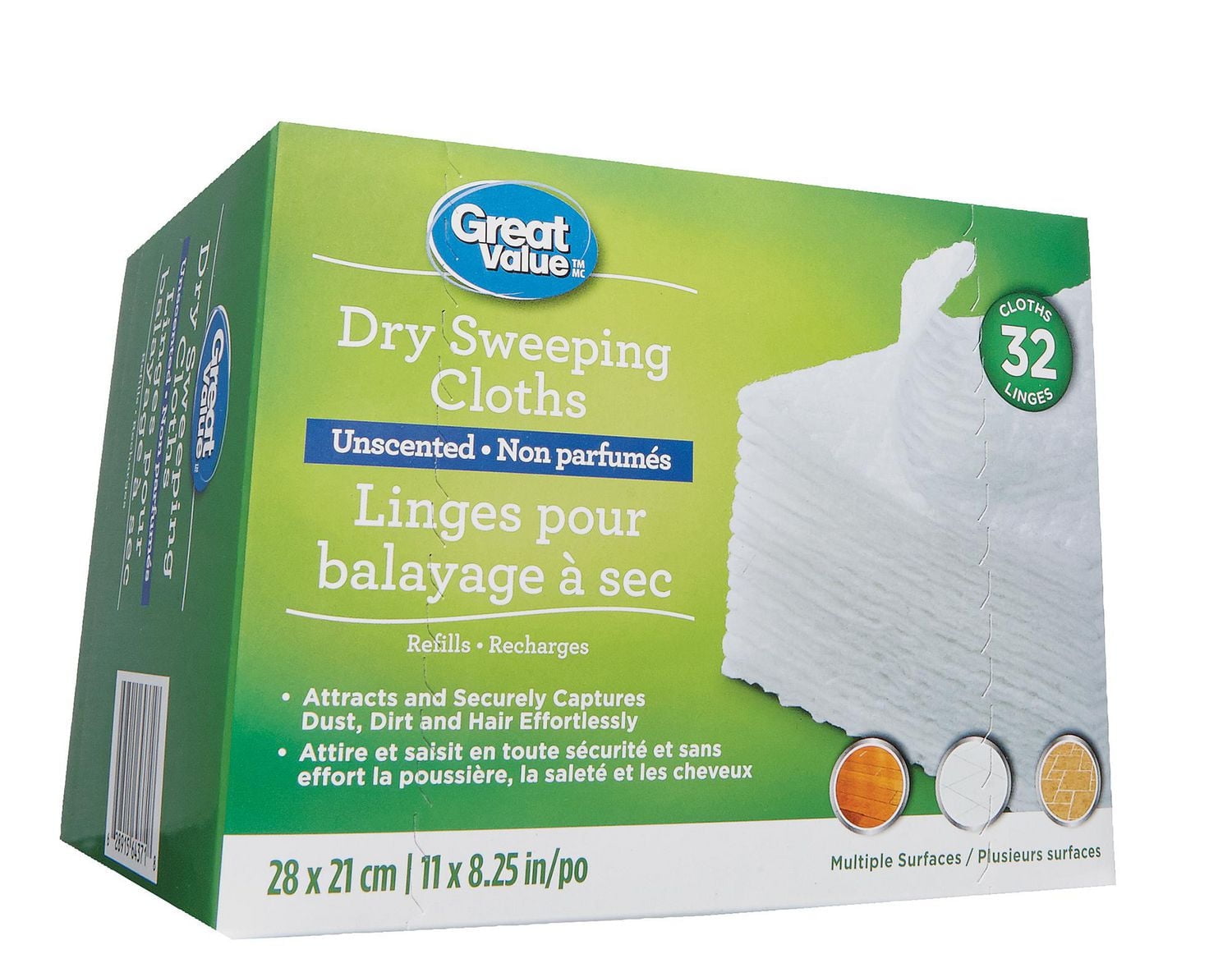 Linges pour balayage à sec Great Value Non parfumés Linges pour balayage à sec