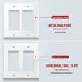 thumbnail image 3 of ENERLITES Double Decorator Switch Metal Wall Plate, Stainless Steel Outlet Cover, Corrosion Resistant, Standard Size 2-Gang 4.50" x 4.57", 430 Stainless Steel, 7732-WG, White Gloss, 3 of 5