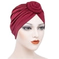 thumbnail image 3 of Jygee Women Solid Color African Turban Flower Knot Pre-Tied Bonnet Beanie Cap Headwrap, 3 of 6
