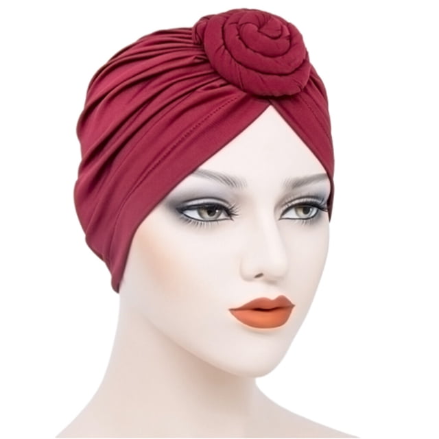 kurtrusly Lot de 1 Turban Africain Concentrique à Disque Pré-Noué Élégant Léger Mode Couvre-Chef Bandeaux Couvre-Chef Bandeaux pour Femmes Rouge Vin