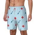 thumbnail image 2 of Uemuo Syringe And Red Cross Pattern Mens Swim Trunks Quick Dry Board Shorts with Mesh Lining, Stretch Beach Shorts Quick Dry No-Chafing Board Shorts-3X-Large, 2 of 9