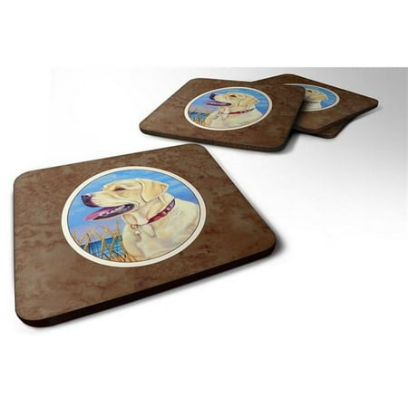 

Yellow Labrador at the Beach Foam Coaster Set of 4