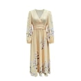 thumbnail image 5 of Women's Fall Floral Printed Maxi Dress V Neck Lantern Long Sleeve Boho Dresses for Wedding Guest Beach Vacation, 5 of 6