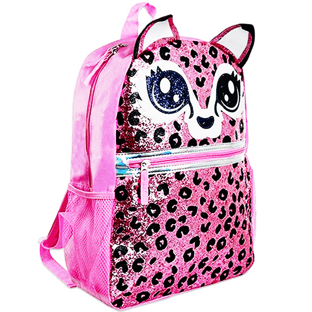 Global Design Concepts Girls' 16" Pink Glitter Cheetah Print Backpack