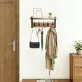 thumbnail image 6 of Aovky Coat Rack with Shelf, Coat Rack Wall Mount with 5 Hooks Wood Wall Coat Hanger with Shelf for Entryway, Bathroom, Living Room, Bedroom, Kitchen, Hallway, Balcony, Rustic Brown, 6 of 7