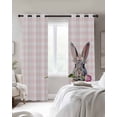 thumbnail image 2 of Pink Easter Blackout Curtains 54 Inch Length 2 Panels Set for Living Room Bedroom, Bunny Tulip Checkered Elegant Pastoral Room Darkening Window Curtains Thermal Insulated Black Out Curtain 52"x54", 2 of 8
