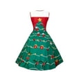 thumbnail image 2 of Christmas Dress for Women, Christmas Style Pattern Lace Sleeveless Round Neck Midi Dress for Holiday Christmas Party, 2 of 4