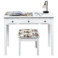thumbnail image 2 of Patiojoy Makeup Table Set w/Cushioned Stool for Girl Women Vanity Dressing Table Set White, 2 of 10