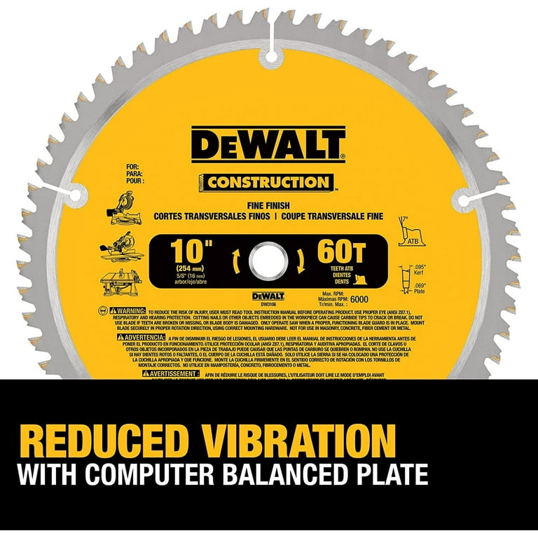 DEWALT 10 Inch Miter Table Saw Blade ATB Thin Kerf