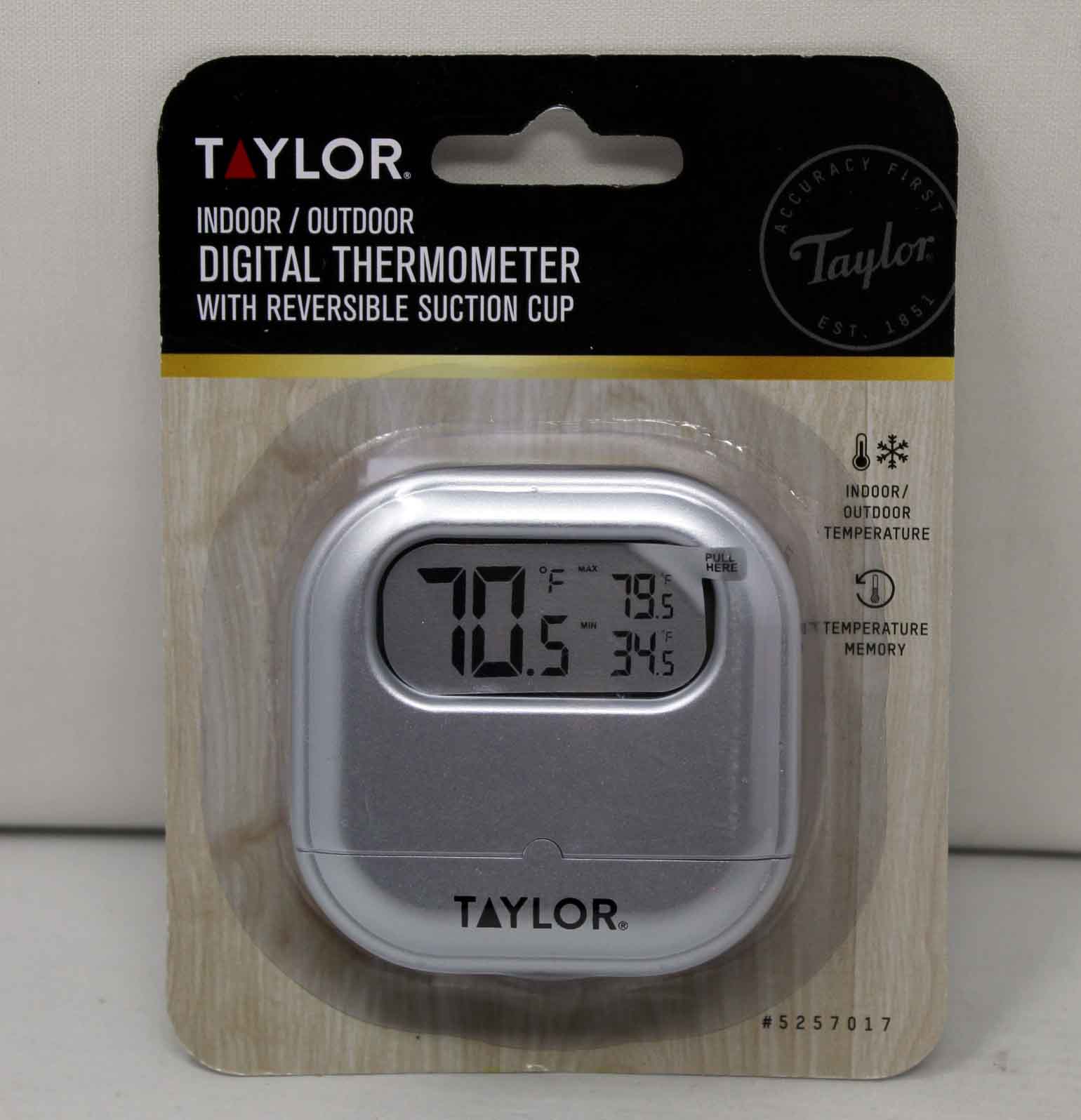 Taylor Digital Indoor/Outdoor Thermometer W/Reversible Suction Cup 1 Count