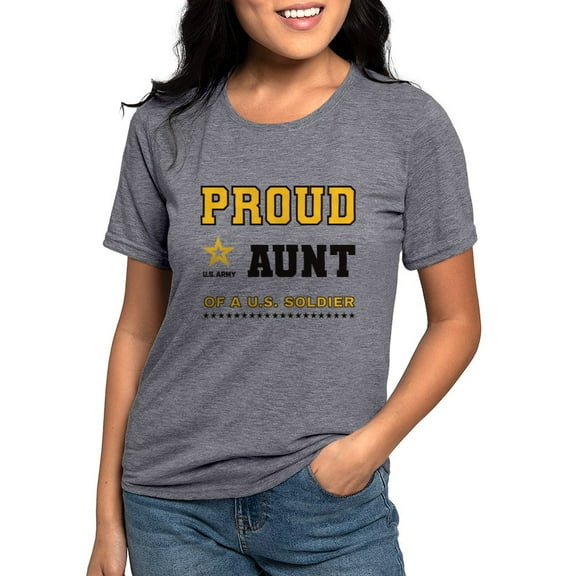 CafePress - Proud Aunt Of A Soldier Black And Gold T Shirt - Womens Tri-blend T-Shirt