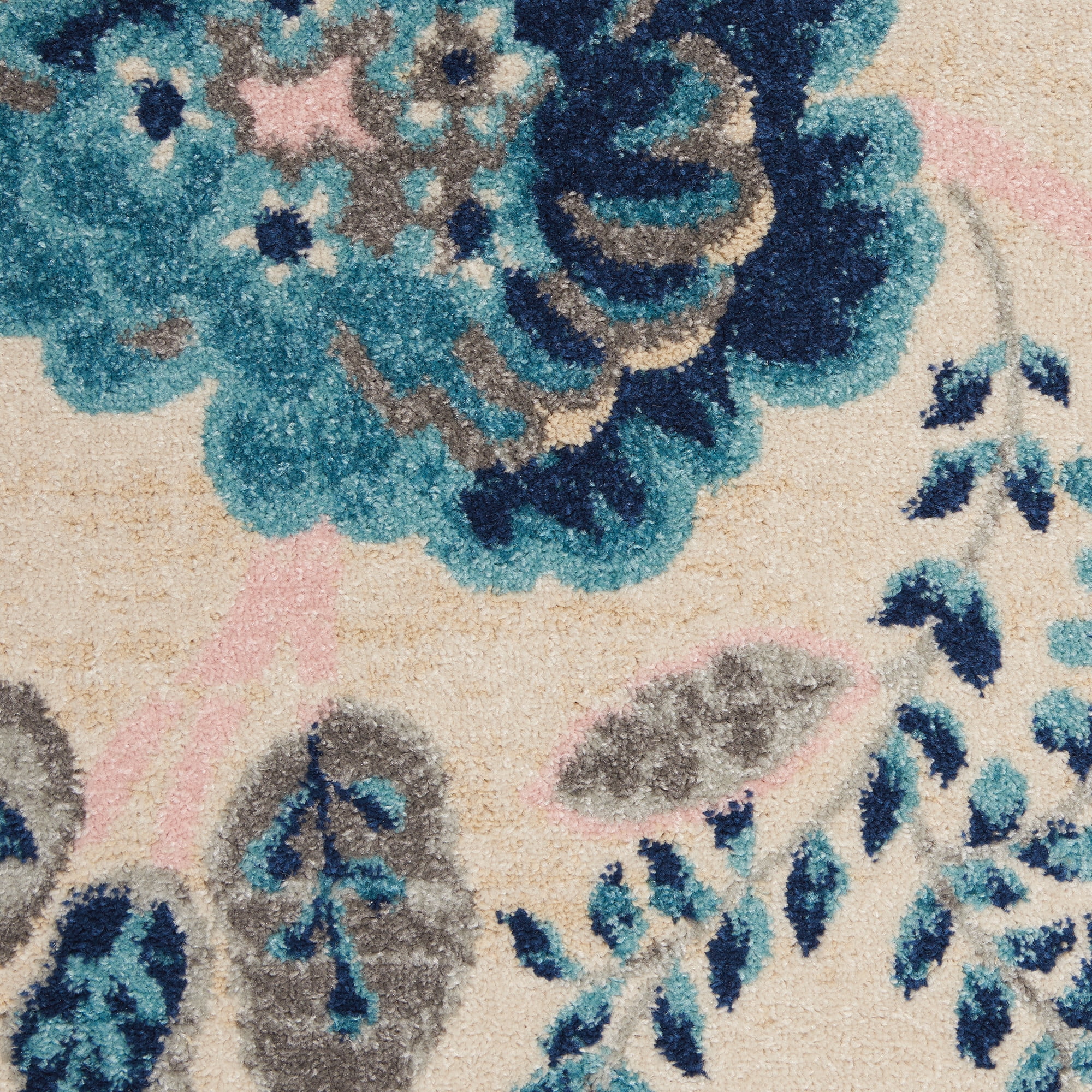 Serene Modern Floral Ivory/Light Blue 4' x 6' Area Rug, (4' x 6')