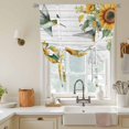 thumbnail image 3 of Green Yellow Tie Up Curtain 63 Inches Long, Hummingbird Sunflower Retro Wood Grain Balloon Style Kitchen Window Curtain Over Sink, Small Window Rod Pocket Curtain 42"x63", 3 of 9