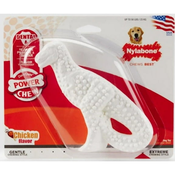 Nylabone Dinosaur Dental Dog Chew Chicken Flavor [Dog, Toys Gumabone] 1 count